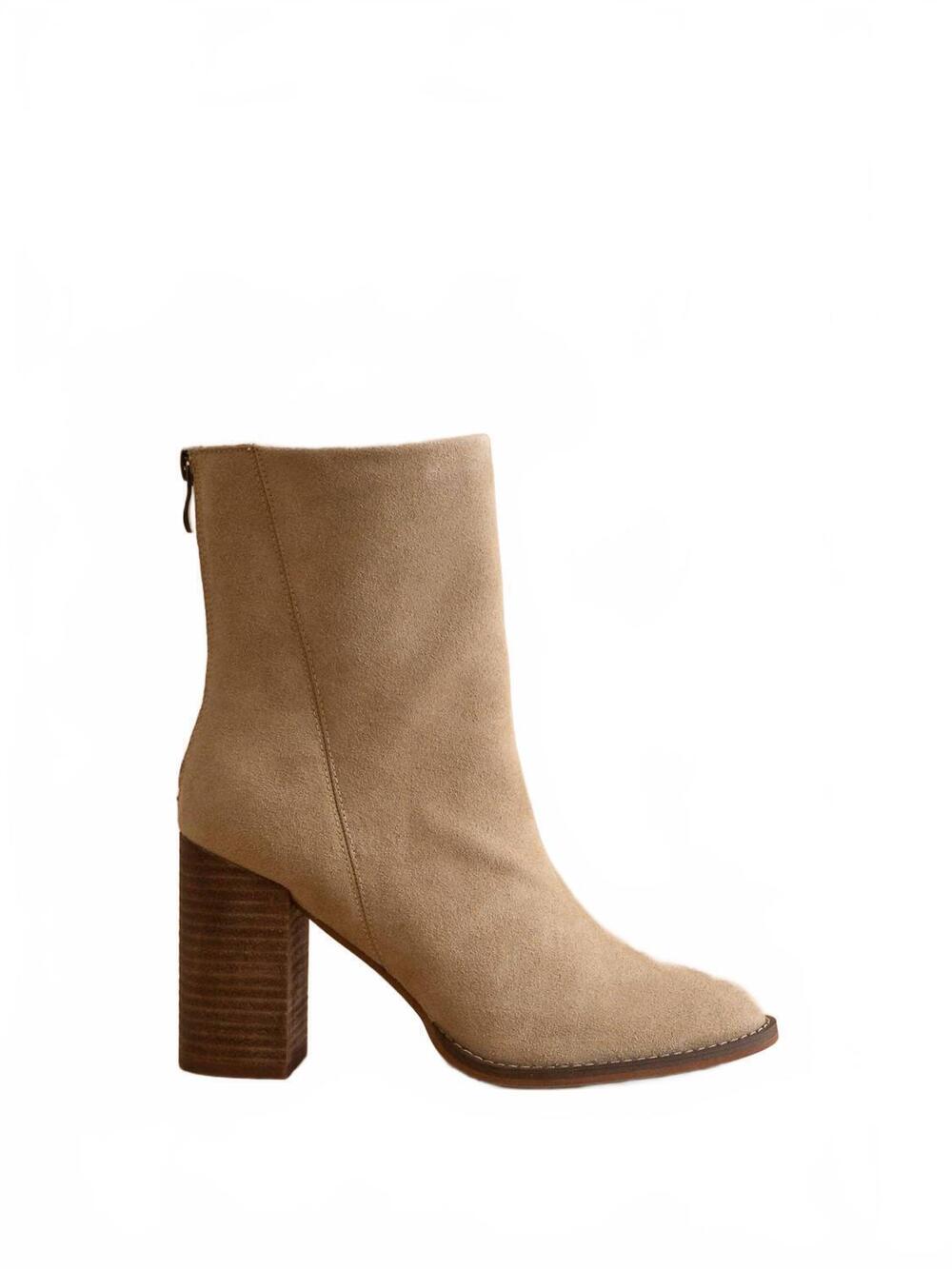 NEW OASIS SOCIETY women's the maxine minimal suede heel fall bootie in khaki